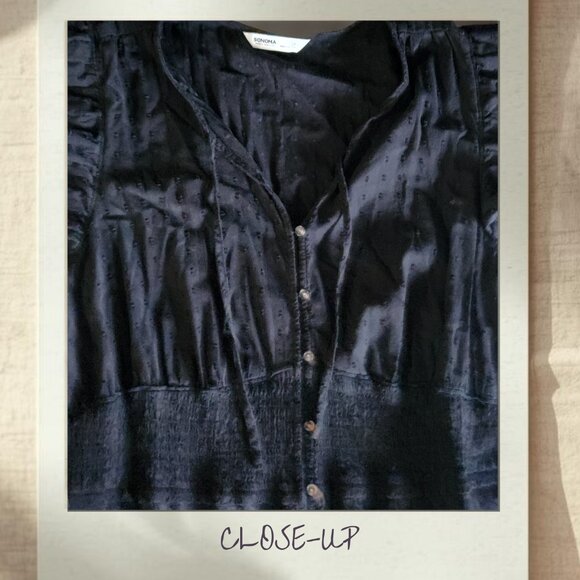 Sonoma Black Button Front Midi Dress | Size 2X - Picture 3 of 4